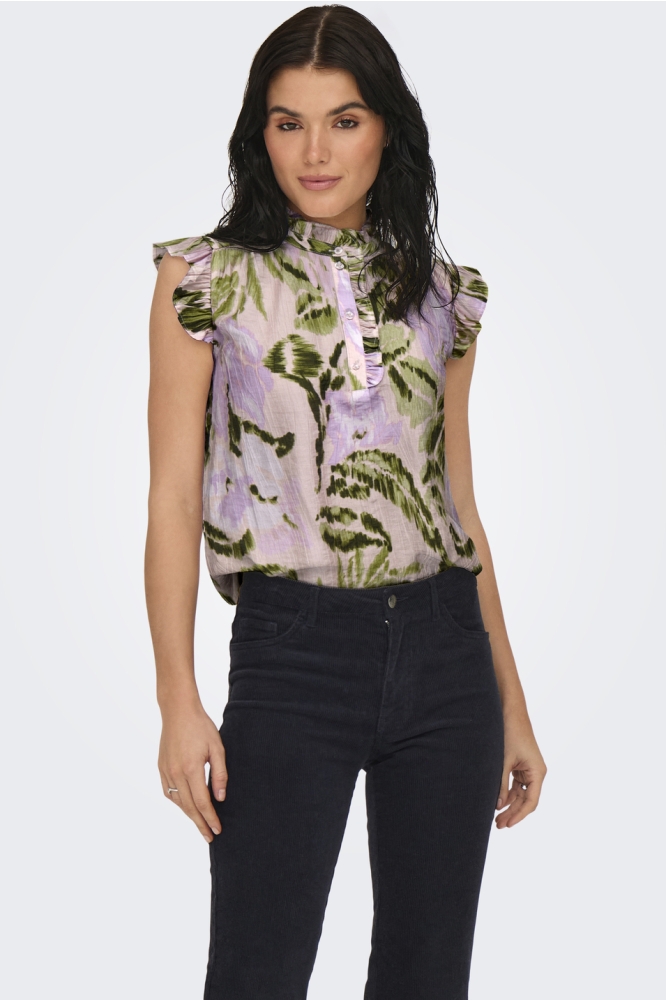 JDYBILLY S/L FRILL TOP WVN 15350717 SALSA ROSA/ORCHID BLOOM